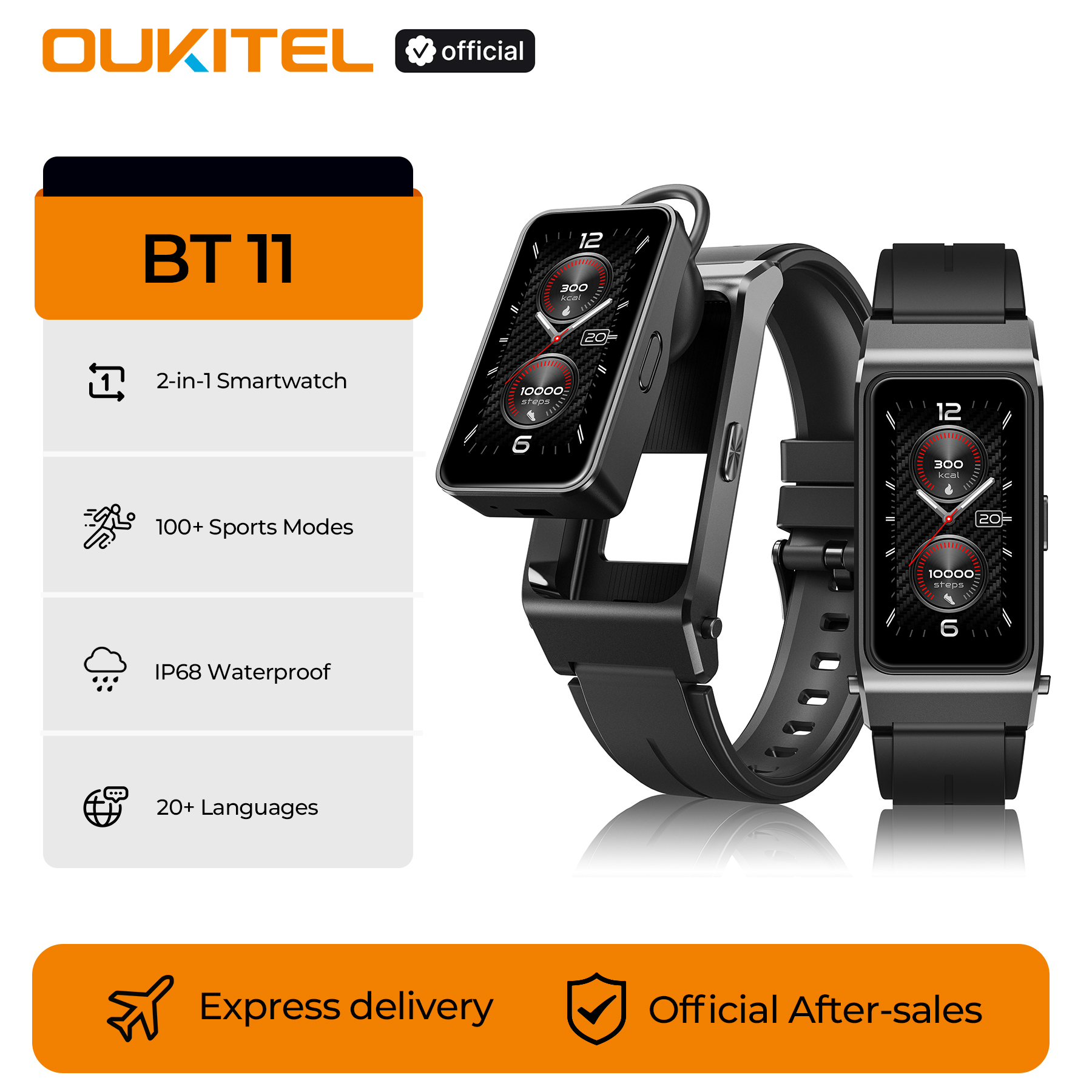 Smartwatch Watches With Bluetooth - OUKITEL BT11 Smartwatch Bluetooth Headset 2-in-1,
